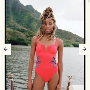 Follow Suit Sold Out Flora One Piece Crimson & Violet M NWT $225 retail